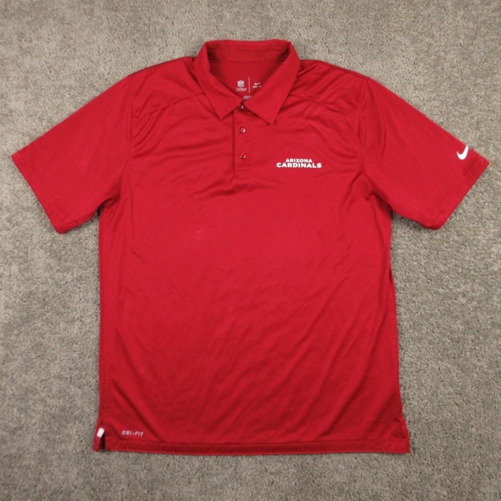 Arizona Cardinals Polo Shirt Mens Large Red Nike Drifit NFL On Field Coach Golf